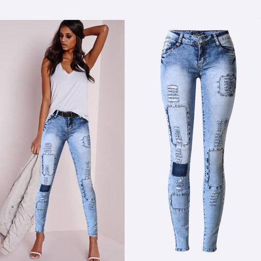 Summer Style Low Waist Sky Blue Skinny Tights  Jeans